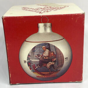 Vintage 1977 Norman Rockwell Limited‎ Edition Glass Christmas Ornament in Box